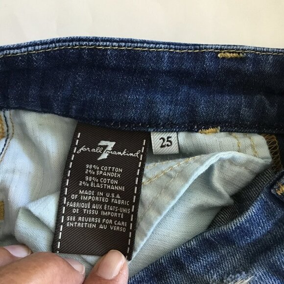 7 For All Mankind Jeans Women's Size 25 Skinny High Waist Medium Wash Stretchy - Picture 4 of 9
